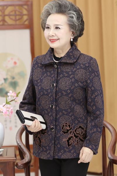 迪鲁奥(DILUAO)中老年人秋冬新款春装女装60岁70妈妈上衣奶奶秋装老人外套春秋老太太衣服