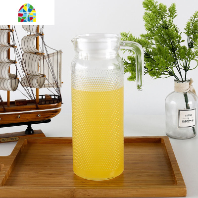 凉水壶凉白开水茶壶大容量鸭嘴壶小号水壶扎壶家用透明 FENGHOU 米粒锤纹壶-4个带把茶杯