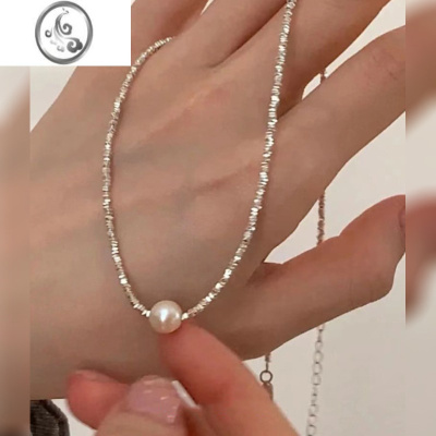 JiMi92银银碎银几两珍珠项链2023新款锁骨链女款高级感轻奢小众