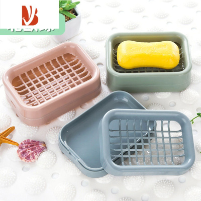 三维工匠沥水架家用卫生间浴室香皂收纳置物架免打孔皂碟托盘不积水 北欧绿台面款2个装