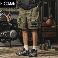 HLCOMAN冰丝速干裤子男夏款多口袋休闲五分裤户外机能宽松大码工装短裤潮