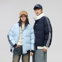 男装情侣棉服三条杠棉衣男女同款冬季新款加厚保暖立领防风棉外套