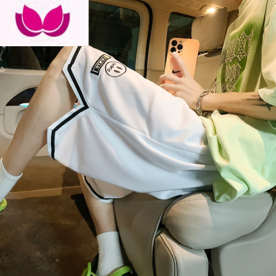 七斓vintage复古短裤男夏季透气运动篮球裤潮牌ins大码刺绣笑脸五分裤