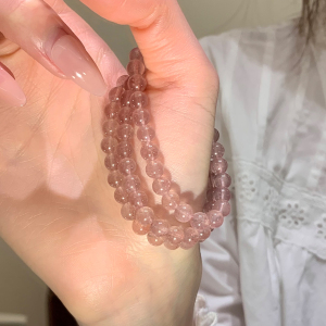 天然巴西草莓晶手串招桃花送闺蜜礼物水晶手链叠戴高级感配饰送女朋友老婆情人节七夕生日礼物