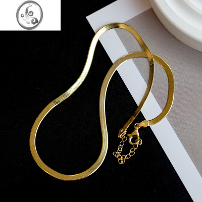 JiMi小众轻奢925银蛇骨链项链欧美ins冷淡风裸链素链锁骨链高级感