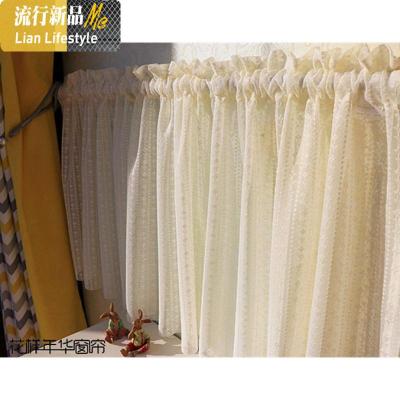 定制美式乡村复古怀旧魔术贴蕾丝纱柜帘飘窗帘隔断遮挡半帘帘 三维工匠