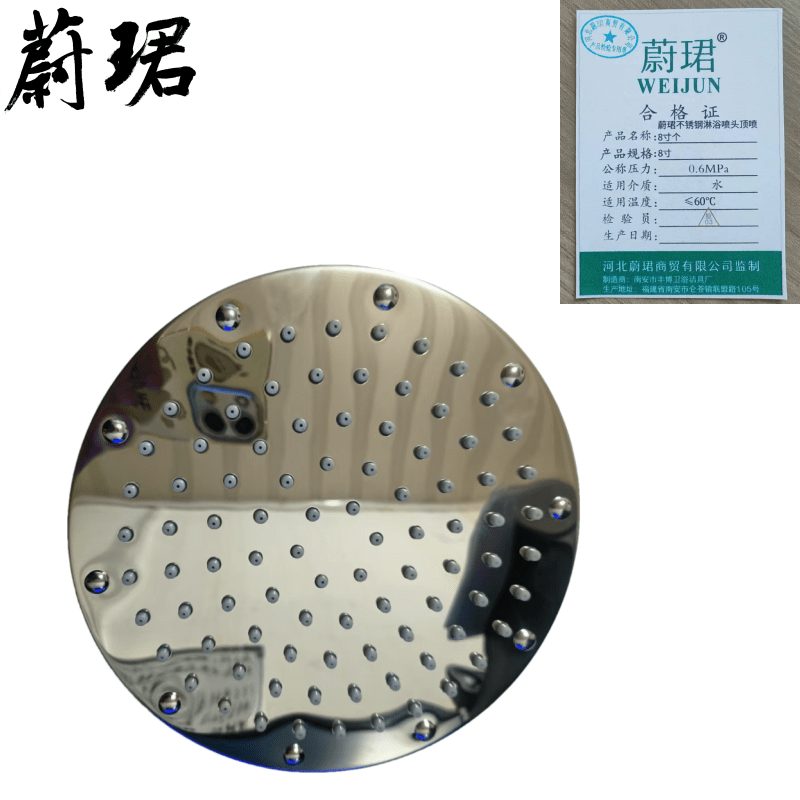 蔚珺不锈钢淋浴喷头顶喷8寸个