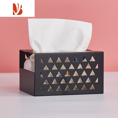 三维工匠北欧纸巾盒客厅家用桌面收纳盒厕所壁挂式磁吸免打孔纸巾架抽纸盒 小号黑色[桌面款]