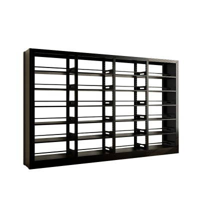 臻远ZY4072619 钢制书架资料架 双面6层一列四组黑色 3700*450*2000mm