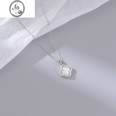 JiMi925银银项链女款四叶草高级轻奢小众设计感锁骨链2023年新款颈链