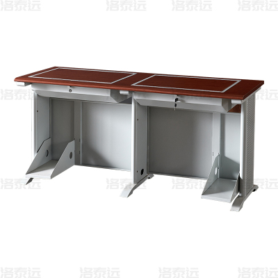 洛泰远 隐藏式翻转电脑桌培训桌教室机房多媒体学习桌办公桌C款双人位1600*600*750mm