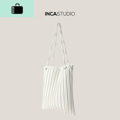 百褶托特包女购物袋大包包褶皱软韩版ins2020流行新款潮时尚NEW LAKE女士单肩包