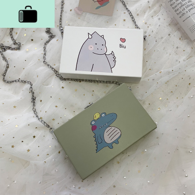 可爱小恐龙包包2020新款潮学生党斜挎包女百搭ins迷你链条盒子包NEW LAKE女斜挎包