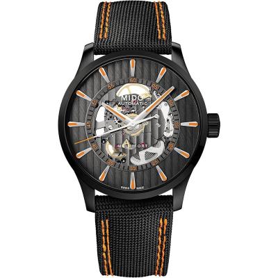 Mido自动机械表男款Skeleton Vertigo黑盘钢带瑞士天文台认证防水手表