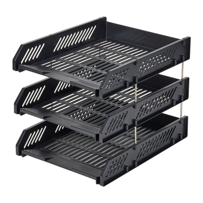 齐心 B2060 三层文件盘 257*335*225mm 单个装 黑色