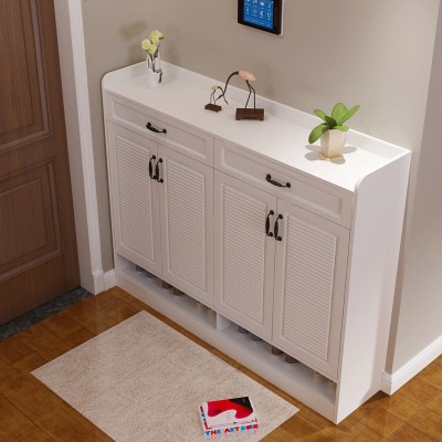 白色柜子储物柜 鞋柜简约现代玄关客厅家用进口高120大容量阳台