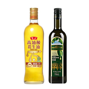 鲁花高油酸花生油750ML+鲁花果尔牌高端特级初榨橄榄油750ML高端组合 高油酸750ml+750ml橄榄油