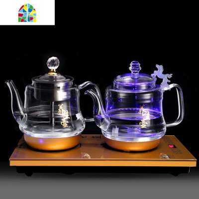 煮茶器全自动上水电热烧水壶底部泡茶具玻璃蒸汽保温抽水专用一体 FENGHOU 20*37-金色净水器款