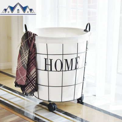 脏衣服收纳筐铁艺复古脏衣收纳篮收纳筐洗衣篮子玩具桶衣服脏衣篓 三维工匠