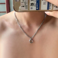 项链高街男士情侣潮流嘻哈钛钢古巴链高级感挂饰吊坠锁骨链女配饰送女朋友老婆情人节七夕生日礼物