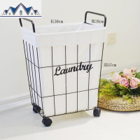 铁艺脏衣篮家用北欧ins金属脏衣服收纳筐带轮子浴室收纳桶脏衣篓 三维工匠收纳篮