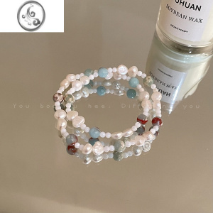 JiMi蜜桃香氛~双层淡水珍珠串珠手链女气质小众高级手串学生闺蜜手饰