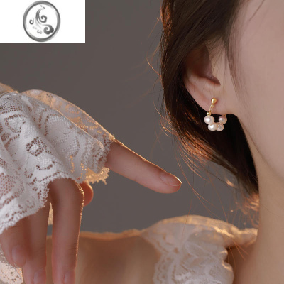 JiMi淡水珍珠耳环女2023年新款夏季轻奢高级感小众耳钉女设计气质耳饰