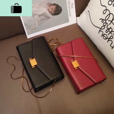 包包女包2020新款潮时尚简约单肩斜跨包黑色小方包复古百搭链条包NEW LAKE女斜挎包