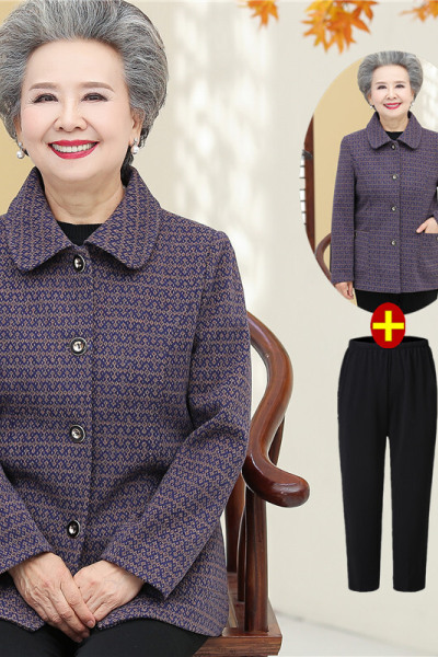 迪鲁奥(DILUAO)中老年女装春装奶奶装外套妈妈装春秋款单衣老年人女外衣60-7080岁老太太婆婆装宽松上衣