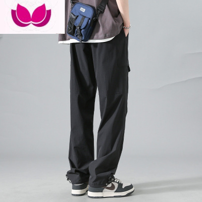 七斓美式潮牌机能工装裤子男士夏季薄款宽松直筒冲锋速干运动休闲长裤