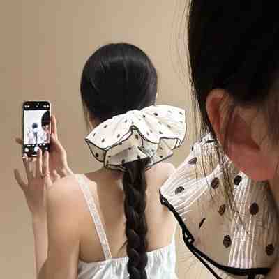 优雅波点大肠圈发圈气质经典布艺发绳大肠圈发饰新款头饰头花女送女朋友老婆情人节七夕生日礼物