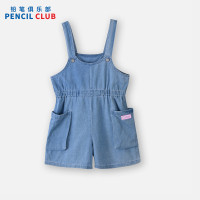 [1件3折]铅笔俱乐部童装2025夏装新款女童背带裤儿童牛仔短裤中大童裤子