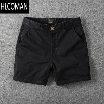 HLCOMAN休闲短裤男潮修身纯色三分四分裤夏季潮牌弹力3分4分裤超短裤
