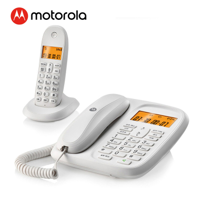  摩托罗拉(Motorola)CL101C数字无绳电话机 无线座机 子母机一拖一 办公家用 大屏幕 双清晰免提套装(白色)