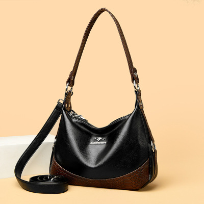 包包女包新款时尚大气妈妈包斜挎包女撞色单肩包女