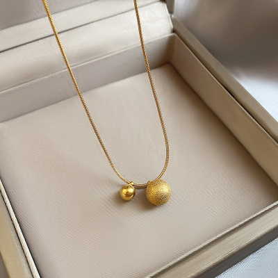 钛钢保色圆球金属ins冷淡风卫衣项链女小众设计感高级锁骨链配饰送女朋友老婆情人节七夕生日礼物