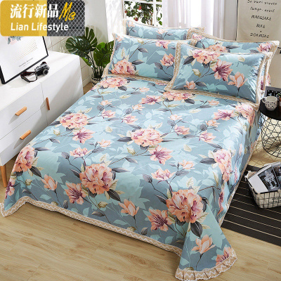 棉老粗布床单单件凉席枕套三件套棉麻女双人1.5/1.8m2米 三维工匠