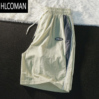 HLCOMANAPWSTUDIO夏季复古拼接速干休闲短裤男潮牌宽松阔腿运动五分裤子