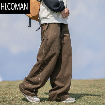 HLCOMAN直筒宽松休闲裤高街复古阔腿工装裤秋季男裤百搭裤子男款长裤
