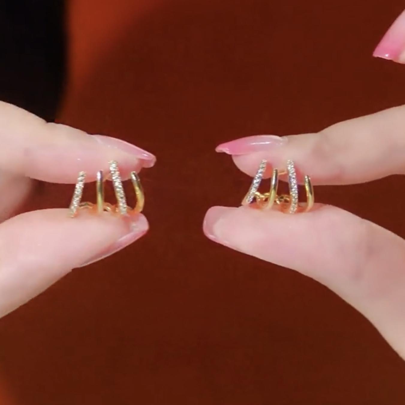 多耳洞个性耳饰女潮酷气质银针耳钉小众设计感耳环2025年新款送女朋友老婆情人节七夕生日礼物