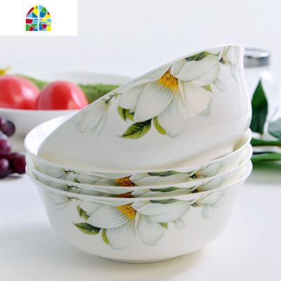 6个装陶瓷碗6英寸碗碟套装景德镇大汤碗面碗蒸菜碗家用四个吃饭碗 FENGHOU 天使之翼面碗6个