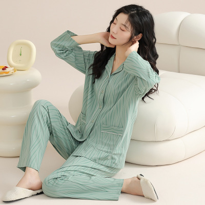 情侣睡衣女春秋冬季棉质长袖长裤氛围感一男一女男士家居服套装