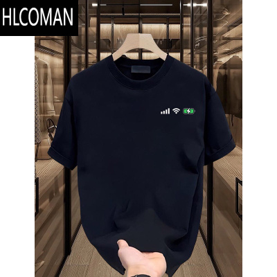 HLCOMAN美式痞帅短袖T恤青年男女款夏季ins潮牌体恤街头宽松圆领上衣