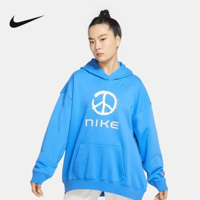 Nike/耐克连帽卫衣运动休闲加薄绒针织女装套头衫FB1823-435 D