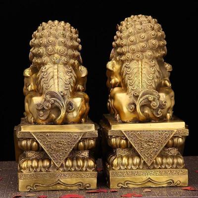 美帮汇铜北京狮 铜狮子摆件一对 家居摆件狮子