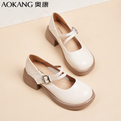 奥康女鞋舒适时尚百搭玛丽珍鞋羊皮软面日常通勤休闲浅口单鞋