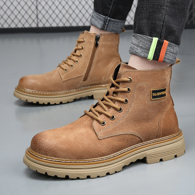马丁靴男真皮英伦风短靴秋冬新款潮流工装靴男士高帮加绒保暖皮靴_300