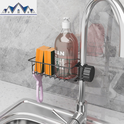创意厨房铁艺水龙头架子海绵洗碗布整理架沥水架水池抹布收纳架子 三维工匠