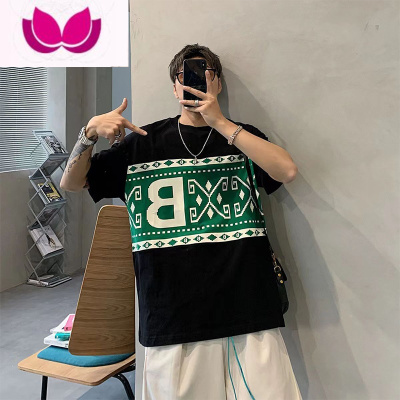 七斓加肥加大码300斤宽松正肩短袖t恤男女学生夏季美式复古圆领体恤男