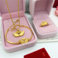 2020新款仿越南沙金手链女 镀金假黄金装饰天鹅手镯首饰久不掉色送女朋友老婆情人节七夕生日礼物